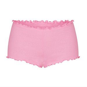 NEW Skims Logo Pointelle Mini Short in Bubble Gum (M)